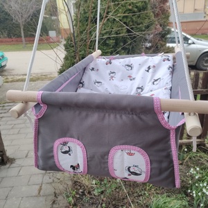 100% pamut szürke Pinokkió hinta (lányos) - játék & sport - hinta & kerti játék - Meska.hu