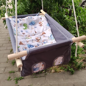 100 % pamut szürke-szürke dínós hinta - Meska.hu