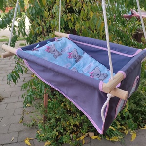 100 % pamut szürke-türkiz macis hinta kislányoknak - játék & sport - hinta & kerti játék - Meska.hu