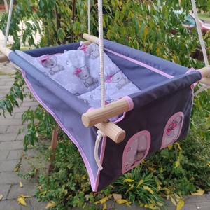 100 % pamut szürke-szürke macis hinta kislányoknak - Meska.hu