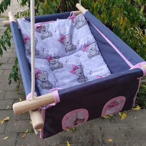 100 % pamut szürke-szürke macis hinta kislányoknak - játék & sport - hinta & kerti játék - Meska.hu