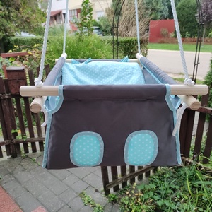 100% pamut szurke-türkiz pöttyös hinta, Játék & Sport, Hinta & Kerti játék, Varrás, Famegmunkálás, MESKA