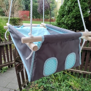 100% pamut szurke-türkiz pöttyös hinta - játék & sport - hinta & kerti játék - Meska.hu