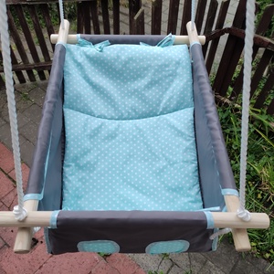 100% pamut szurke-türkiz pöttyös hinta - játék & sport - hinta & kerti játék - Meska.hu