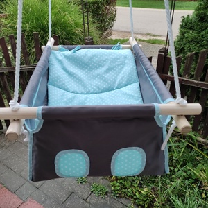 100% pamut szurke-türkiz pöttyös hinta - játék & sport - hinta & kerti játék - Meska.hu