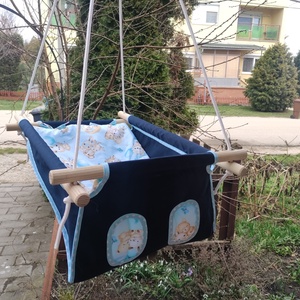 100 % pamut sötétkék-kék erdei hinta kislányoknak - játék & sport - hinta & kerti játék - Meska.hu