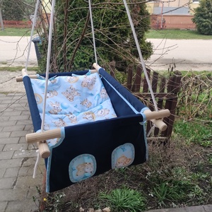 100 % pamut sötétkék-kék erdei hinta kislányoknak - játék & sport - hinta & kerti játék - Meska.hu