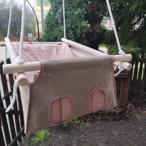 100 % pamut drapp-tejeskávé pöttyös hinta kislányoknak - játék & sport - hinta & kerti játék - Meska.hu