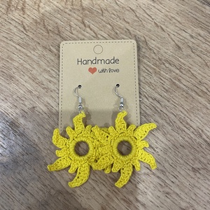 Nap formájú horgolt fülbevaló � vidám, nyári hangulat - Meska.hu