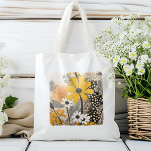 Virágos vászontáska, Táska & Tok, Bevásárlás & Shopper táska, Shopper, textiltáska, szatyor, Fotó, grafika, rajz, illusztráció, MESKA