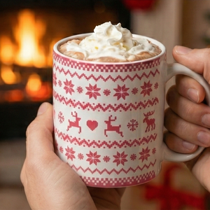 Kötött karácsonyi mintás bögre - Meska.hu