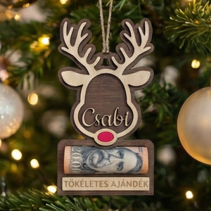 Névre szóló Rénszarvasos Karácsonyi Pénzátadó - Fa Ajándékkísérő és Karácsonyfadísz - Meska.hu