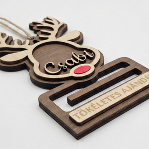 Névre szóló Rénszarvasos Karácsonyi Pénzátadó - Fa Ajándékkísérő és Karácsonyfadísz - karácsony - karácsonyi lakásdekoráció - karácsonyfadíszek - Meska.hu