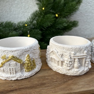 Téli falu teamécsestartó - otthon & életmód - dekoráció - dísztárgy - Meska.hu