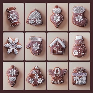 Mézeskalács dísz szett, Karácsony, Karácsonyi lakásdekoráció, Karácsonyi lakásdíszek, Mézeskalácssütés, MESKA