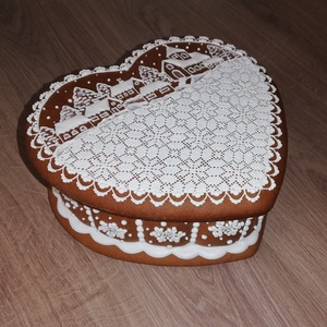 Mézeskalács szív alakú doboz, Otthon & Életmód, Dekoráció, Asztal és polc dekoráció, Díszdoboz, Mézeskalácssütés, MESKA