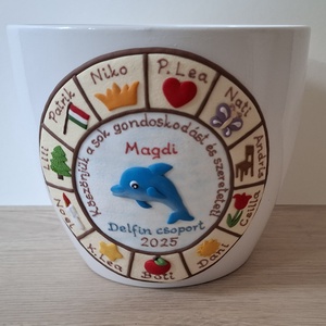 Ovis, bölcsis búcsúzó ajándék kaspó jelekkel, nevekkel, Otthon & Életmód, Dekoráció, Virágdísz és tartó, Kaspó, Virágtartó, Gyurma, MESKA