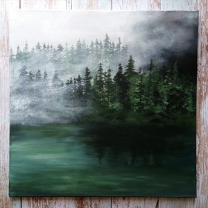 A tó titka 50 x 50 cm-es vászonra, akrillal - Meska.hu