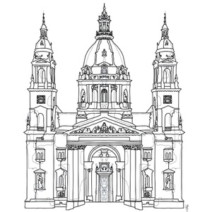 Szent István bazilika vonalrajz, Művészet, Grafika & Illusztráció, Digitális, Fotó, grafika, rajz, illusztráció, MESKA