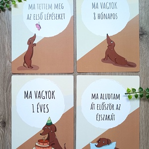 Baba mérföldkőkártya 24 db-os csomagban, tacskós - ruha & divat - babaruha & gyerekruha - babafotózási ruha és kellék - Meska.hu