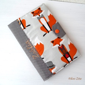 Rókás egészségügyi kiskönyv borító - textil eü borító hímzett névvel - otthon & életmód - papír, írószer - könyv- és füzetborító - Meska.hu