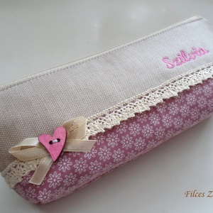 Virágos, névre szóló cipzáros tolltartó - Meska.hu