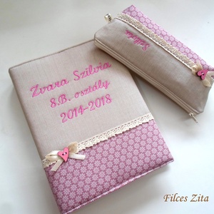 Virágos, névre szóló cipzáros tolltartó - táska & tok - neszesszer - Meska.hu