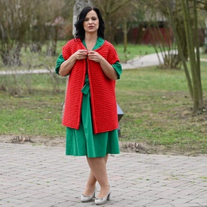 Gyapjúból kötött hosszú mellény - kabát - ruha & divat - női ruha - kabát - Meska.hu