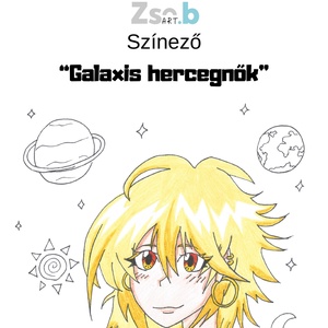 'Galaxis hercegnők' nyomtatható anime színező, Művészet, Grafika & Illusztráció, Digitális, Fotó, grafika, rajz, illusztráció, MESKA