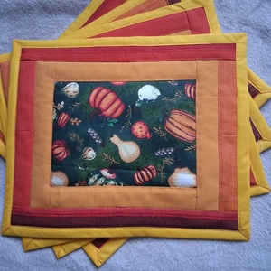 Őszi Tökös Tányéralátét szett, Otthon & Életmód, Konyhafelszerelés, tálalás, Tálalás, Tányér- és poháralátét, Varrás, Patchwork, foltvarrás, MESKA