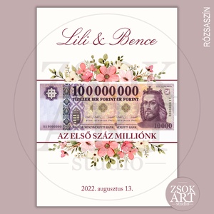 Pénzátadó képkeret - Az első száz milliónk (digitális verzió) - esküvő - emlék & ajándék - nászajándék - esküvői pénzátadó képkeret - Meska.hu