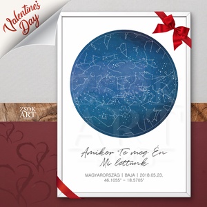 Csillagtérkép falikép � egyedi, személyre szabható ajándék Valentin napra , Művészet, Grafika & Illusztráció, Művészi nyomat, , MESKA