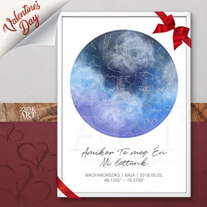 Csillagtérkép falikép � egyedi, személyre szabható ajándék Valentin napra , Művészet, Grafika & Illusztráció, Művészi nyomat, , MESKA