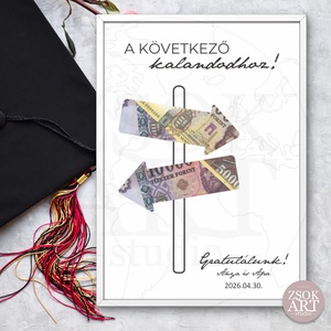 Pénzátadó képkeret ballagásra - Útirány, Esküvő, Emlék & Ajándék, Nászajándék, Esküvői pénzátadó képkeret, Fotó, grafika, rajz, illusztráció, MESKA