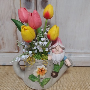 Tulipánok locsolókannában, Otthon & Életmód, Dekoráció, Virágdísz és tartó, Váza, Virágkötés, MESKA