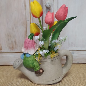 Tulipánok locsolókannában - otthon & életmód - dekoráció - virágdísz és tartó - váza - Meska.hu