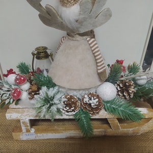 Szarvas szánkón - karácsony - karácsonyi lakásdekoráció - karácsonyi lakásdíszek - Meska.hu
