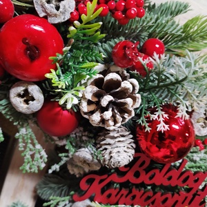 Piros  ajtódísz - karácsony - adventi díszek - adventi ajtódísz - Meska.hu