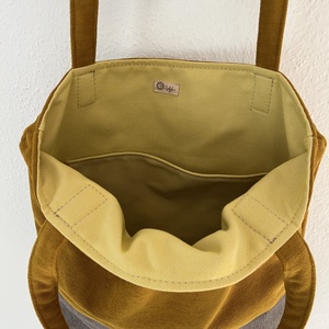Mustár és szürke tote bag - táska & tok - kulcstartó & táskadísz - kulcstartó - Meska.hu