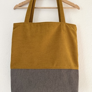 Mustár és szürke tote bag - Meska.hu