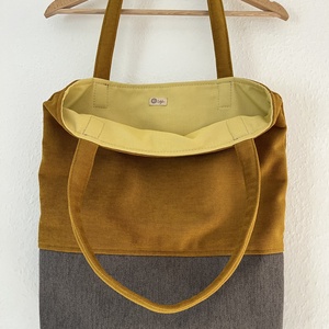 Mustár és szürke tote bag - táska & tok - kulcstartó & táskadísz - kulcstartó - Meska.hu