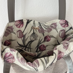 Szürke tote bag, műbőr alsóval - táska & tok - kulcstartó & táskadísz - kulcstartó - Meska.hu