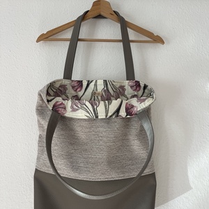 Szürke tote bag, műbőr alsóval - táska & tok - kulcstartó & táskadísz - kulcstartó - Meska.hu