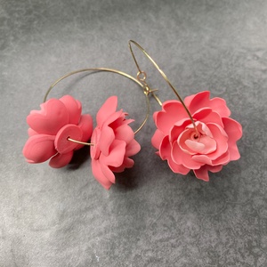 Coral Paeonia - ékszer - fülbevaló - karika fülbevaló - Meska.hu