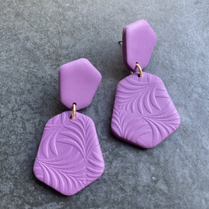Warm Purple Geometric , Ékszer, Fülbevaló, Lógó fülbevaló, Gyurma, MESKA