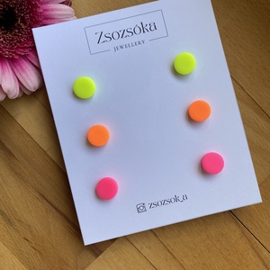 Spring Dots Neon, Ékszer, Fülbevaló, Pötty fülbevaló, Gyurma, MESKA