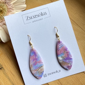 Purple Sky Marble Nagy, Ékszer, Fülbevaló, Lógó fülbevaló, Gyurma, MESKA