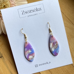 Purple Sky Marble Kicsi, Ékszer, Fülbevaló, Lógó fülbevaló, Gyurma, MESKA