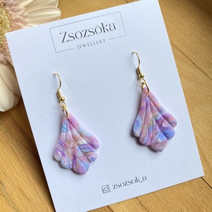 Purple Sky Marble Leaves, Ékszer, Fülbevaló, Lógó fülbevaló, Gyurma, MESKA