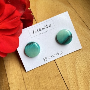 Turquoise stone, Ékszer, Fülbevaló, Pötty fülbevaló, Gyurma, MESKA
